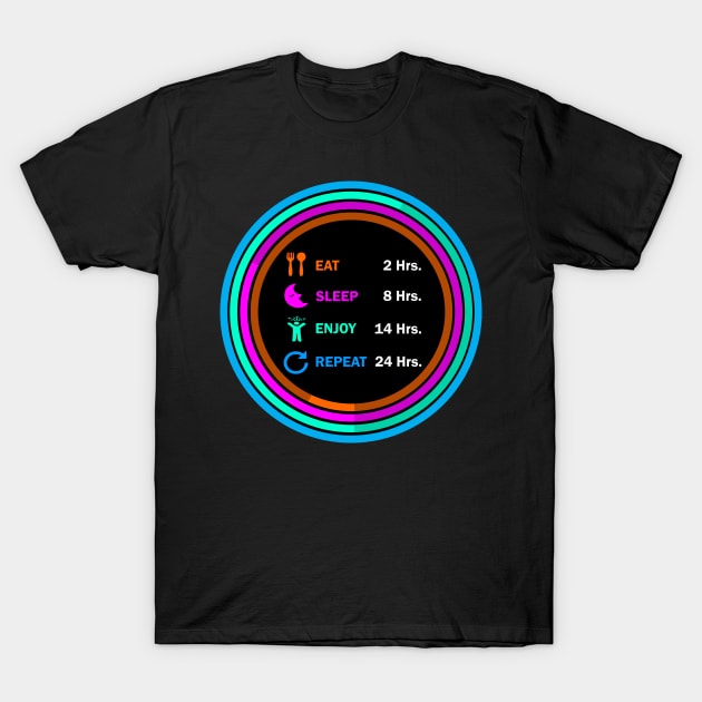 Eat sleep enjoy repeat t shirt. T-Shirt by Narot design shop